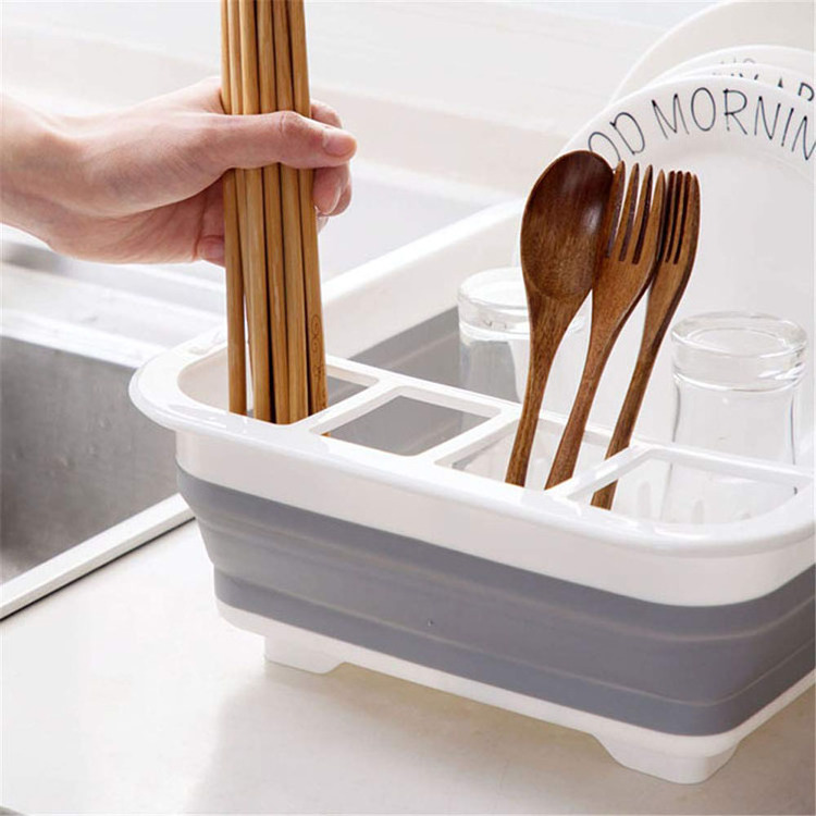 Hot Selling Portable Dinnerware Organizer Space Saver Kitchen Tool  Collapsible Fiter Basket Drying Dish Rack