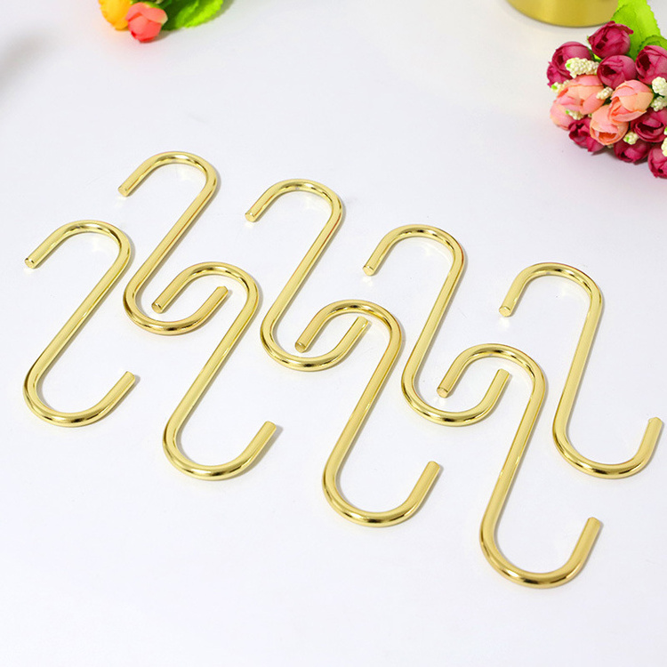 Gold S Shaped Hooks Stainless Steel Metal Hangers Hanging Hooks for Kitchen Work Shop Bathroom Garden