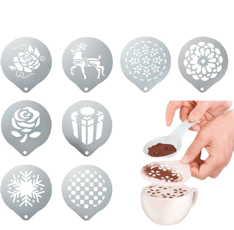 Wholesale Custom Coffee Decorating Template 304 Stainless Steel Coffee Stencils