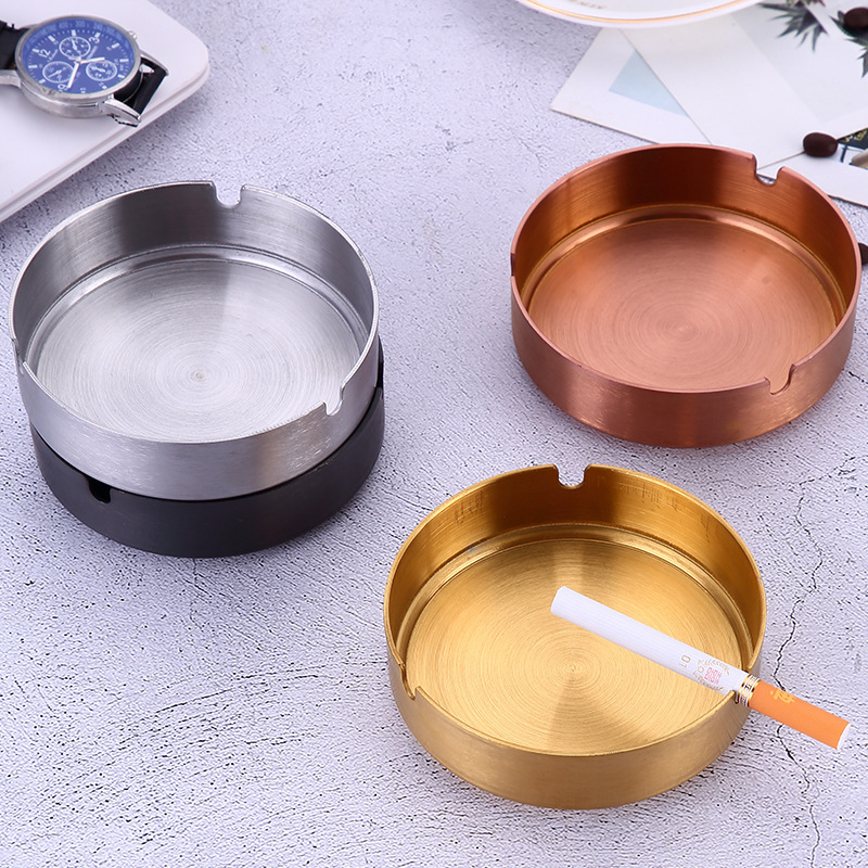 Gold Stainless Steel Ashtray Metal Cigar Ashtray Portable Ashtray