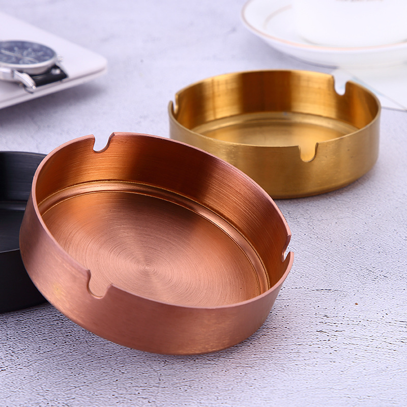 Gold Stainless Steel Ashtray Metal Cigar Ashtray Portable Ashtray