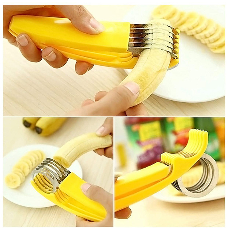 Kitchen Accessories Banana Slicer Fruit Vegetable Sausage Slicer Safe Stainless Steel Banana Cutter