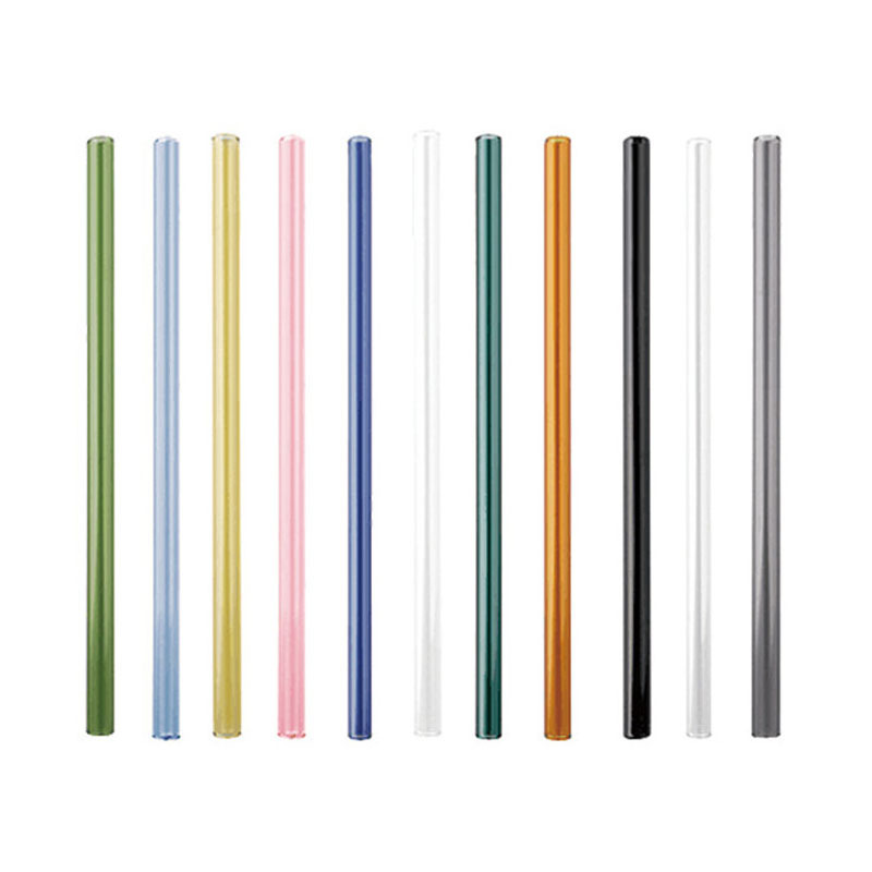 Eco Friendly Reusable Colored Drinking Straw Borosilicate Clear Straight Bent Glass Straw