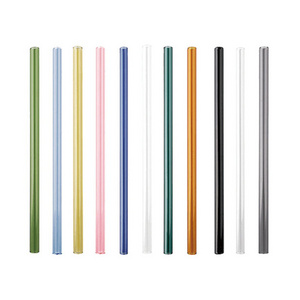 Eco Friendly Reusable Colored Drinking Straw Borosilicate Clear Straight Bent Glass Straw