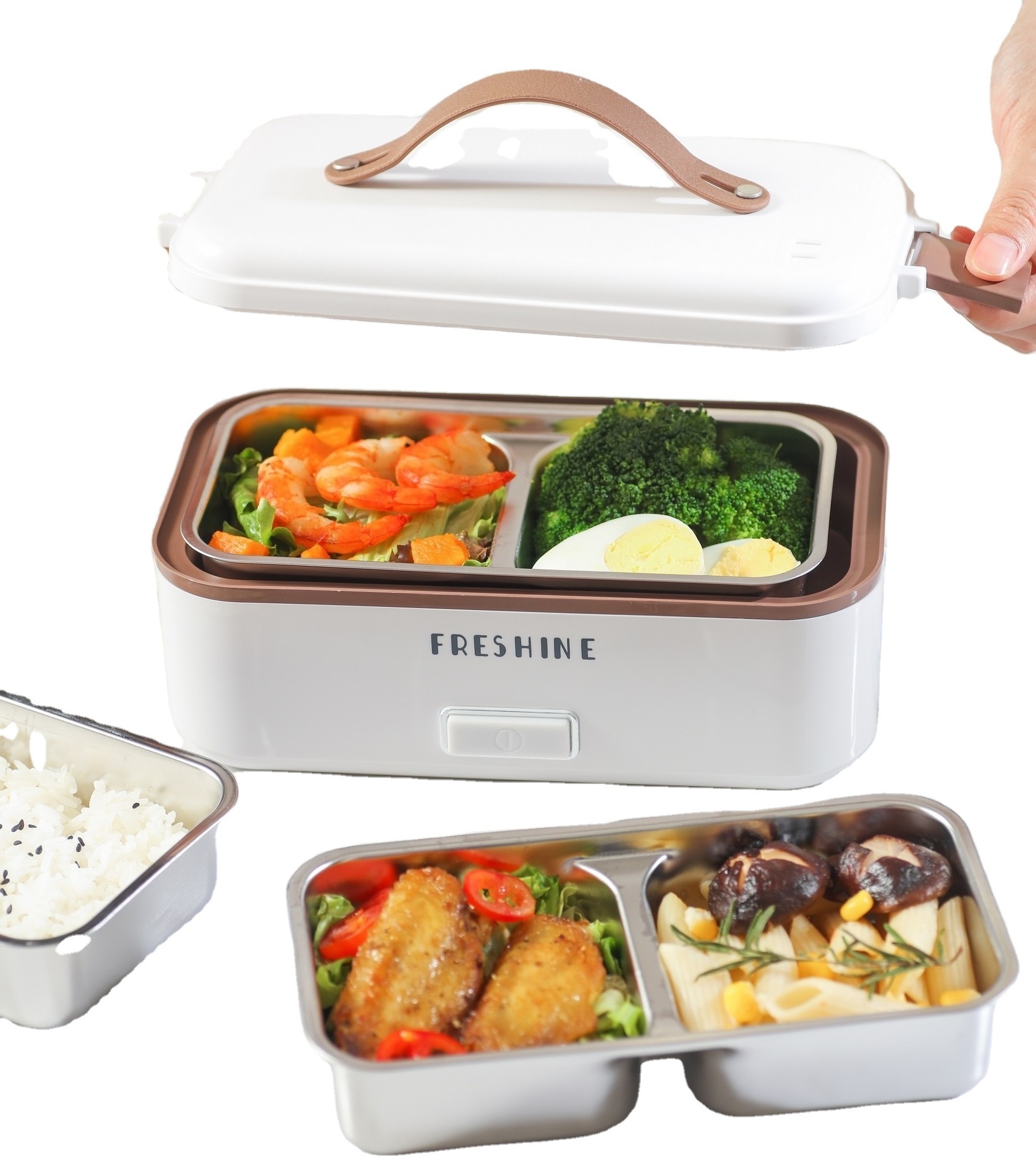 Portable Electric Lunch Box Heating Double Layer Stainless Multifunctional Mini Rice Cooker European American Standard