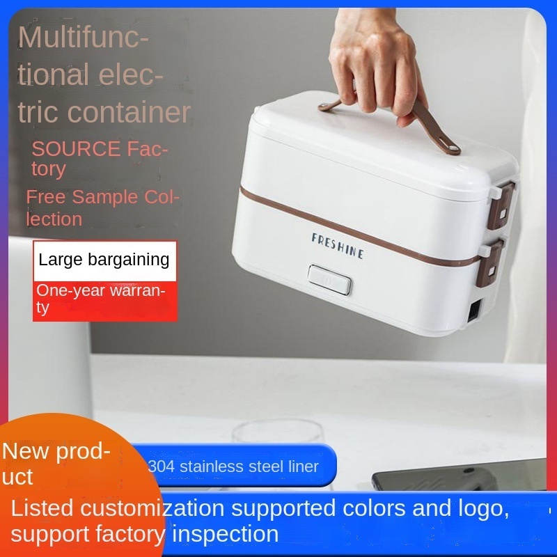 Portable Electric Lunch Box Heating Double Layer Stainless Multifunctional Mini Rice Cooker European American Standard