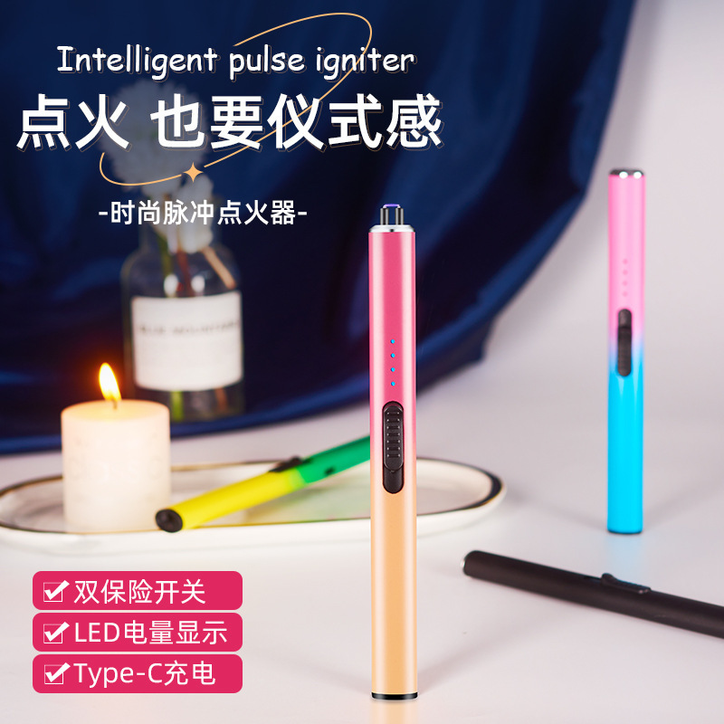 Long Pulse Igniter Candle Lighter Electronic Arc Lighter USB Rechargeable Lighter for Candle Cigarette Kitchen