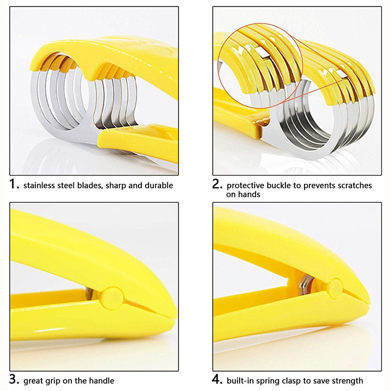 Kitchen Accessories Banana Slicer Fruit Vegetable Sausage Slicer Safe Stainless Steel Banana Cutter