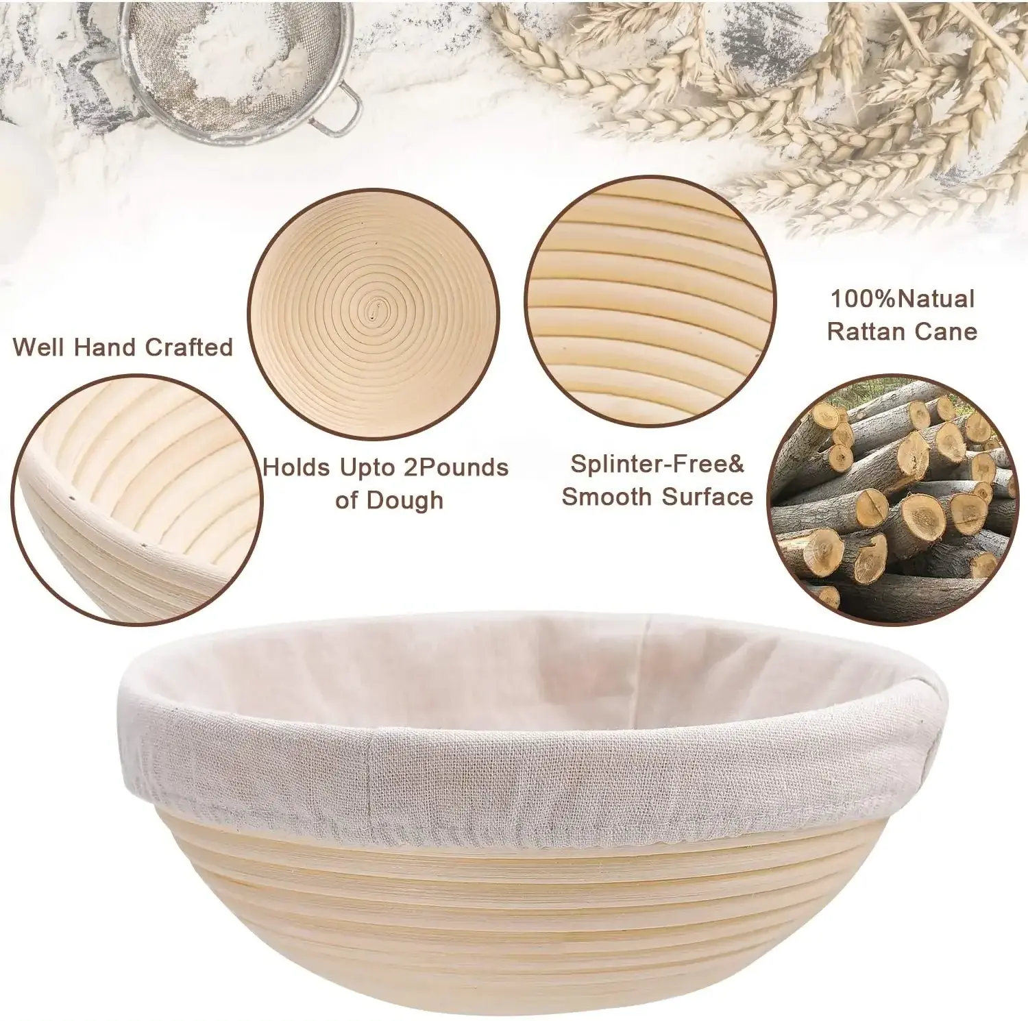 Hot sale 13 pcs a set Sourdough proofing basket bread proofing basket set Rattan Fermentation Basket