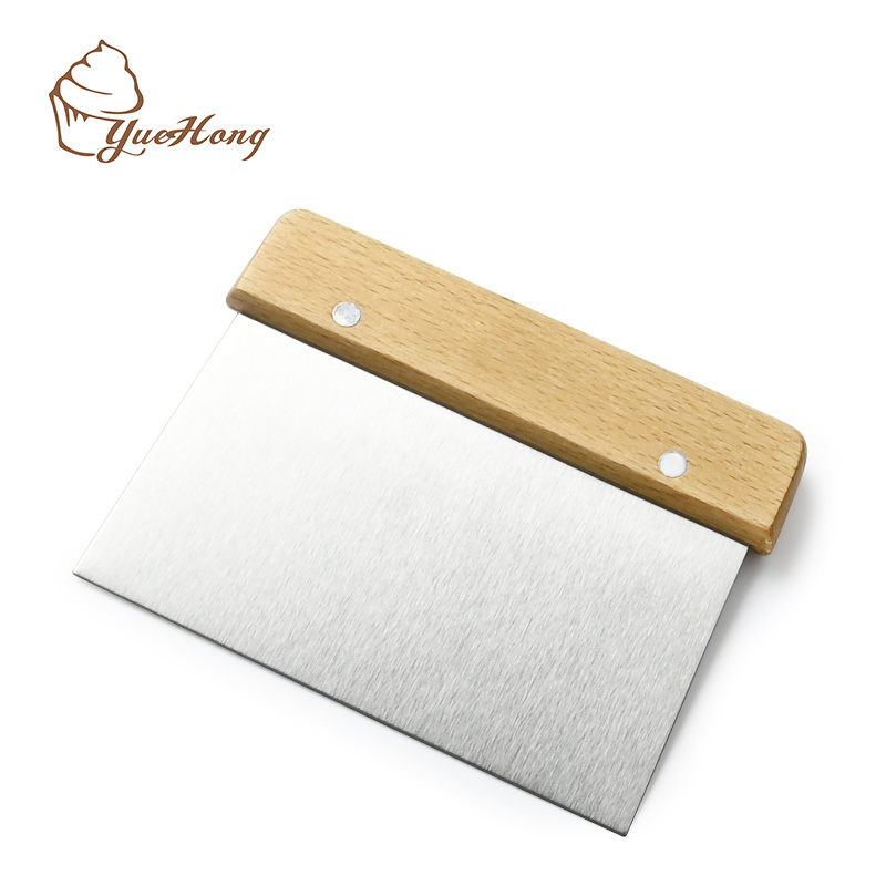 Stainless Steel Dough Scraper cutter with Wood Handle