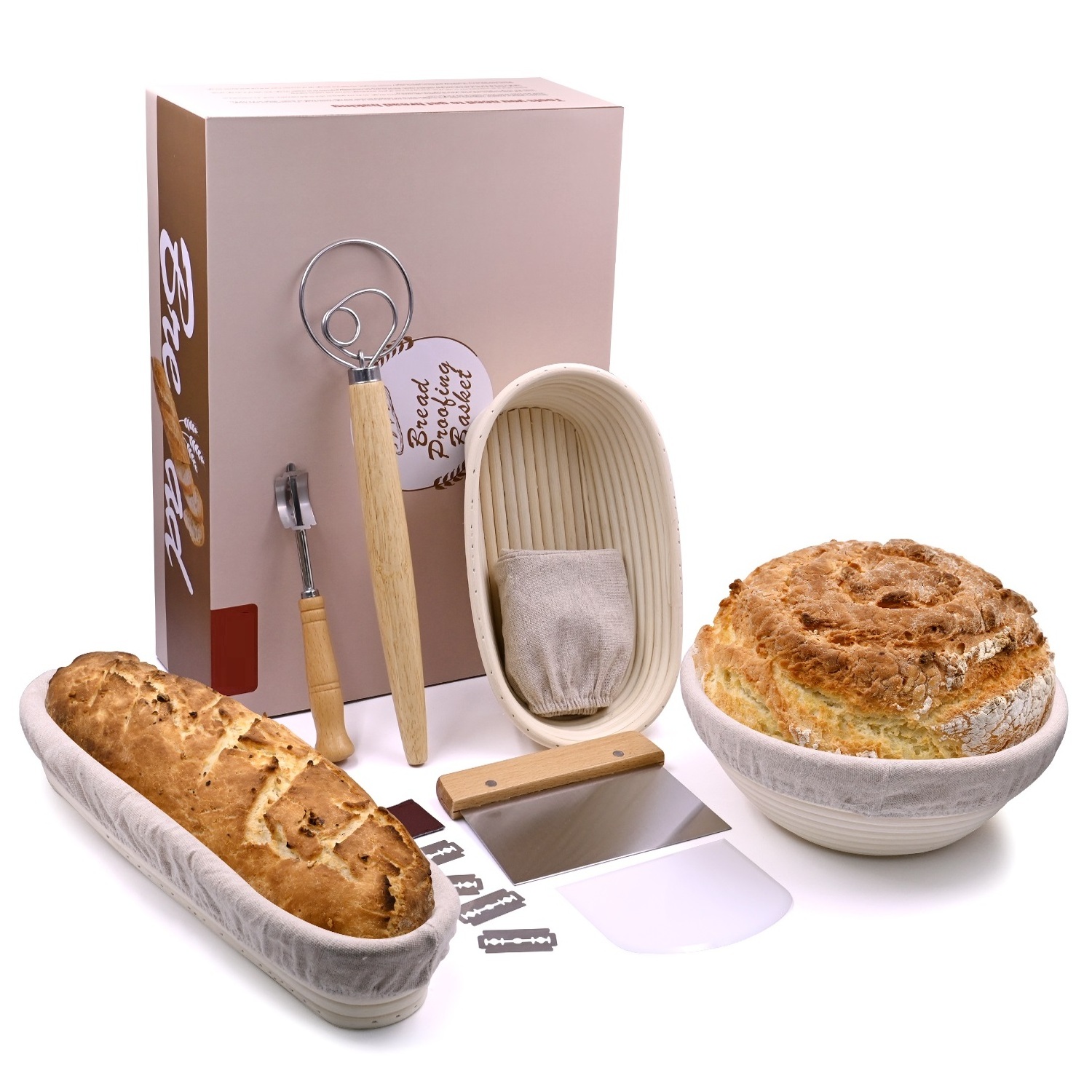 Hot sale 13 pcs a set Sourdough proofing basket bread proofing basket set Rattan Fermentation Basket