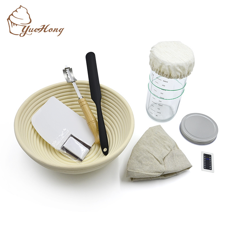 Bread Supplies Sourdough starter kit sourdough proofing basket with Linen Liner Bread Bag Danish Whisk Bread Lame Bowl Scraper