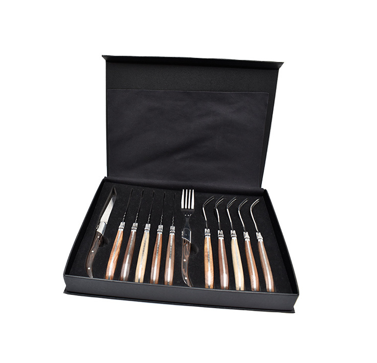 wholesale 12 pieces wooden handle luxury dinnerware laguiole cutlery set