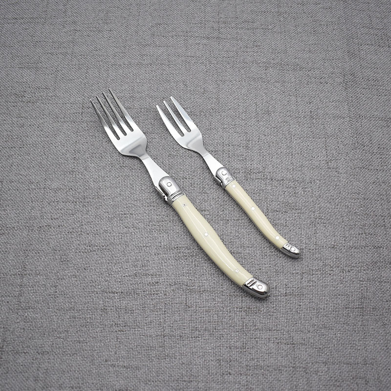 laguiole cutlery set  Ivory color  reusable  plastic  handle stainless steel cutlery  set for wedding