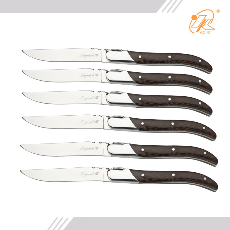 Laguiole Style Steak Knife  Non-serrated Steak Knife Set with nature Wood Handle  dinner Steak Knives with Gift Box