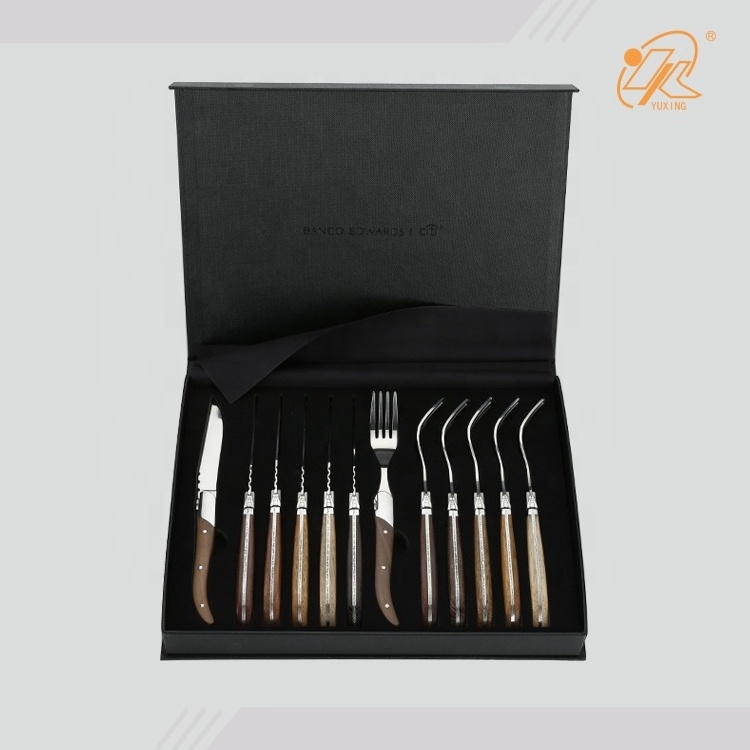 wholesale 12 pieces wooden handle luxury dinnerware laguiole cutlery set