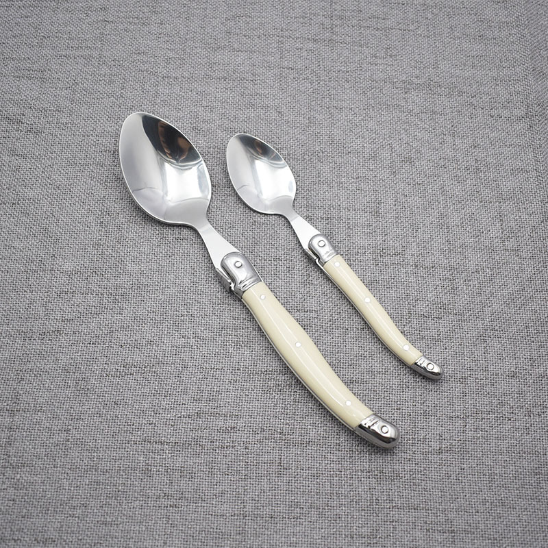 laguiole cutlery set  Ivory color  reusable  plastic  handle stainless steel cutlery  set for wedding