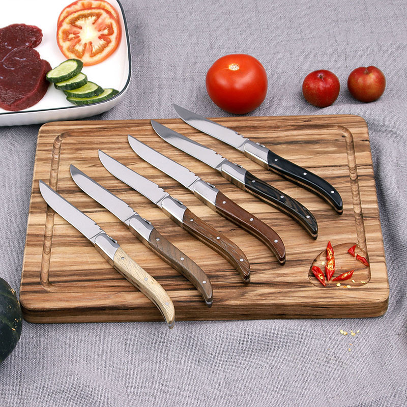 Laguiole Style Steak Knife  Non-serrated Steak Knife Set with nature Wood Handle  dinner Steak Knives with Gift Box