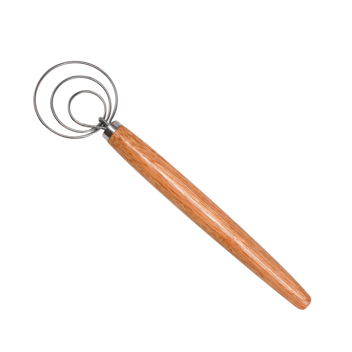 13-Inch Danish Mini Dough Whisk with Two Eyes Wood Handle and Stainless Steel for Home Baking Kitchen Baking Tools Spatulas