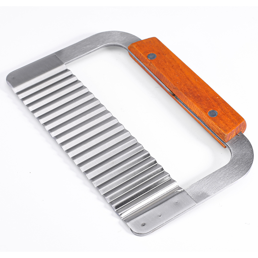 Crinkle Chopper, Potato Soap Cutting Tool French Fry Slicer Stainless Steel Blade Wooden Handle Serrator Chopping Knife