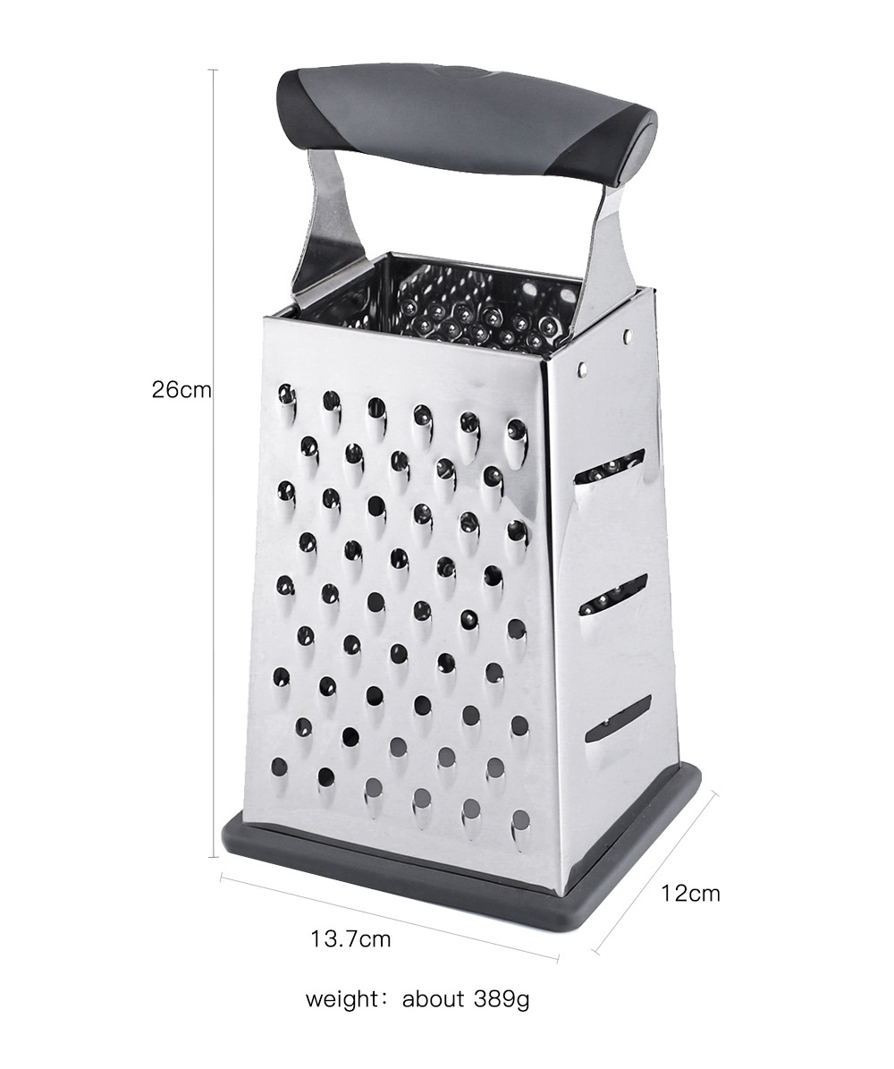 High quality kitchen stainless steel multifunction vegetable cheese 4 sides manual box grater