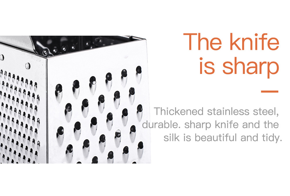 High quality kitchen stainless steel multifunction vegetable cheese 4 sides manual box grater