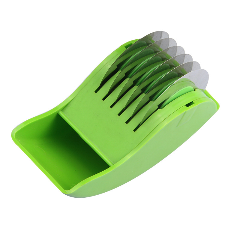 Manual Hand Scallion Chive Mint Vegetable Cutter with 6 Stainless Steel Cutting Blade Kitchen Vegetable Chop Roller Slicer