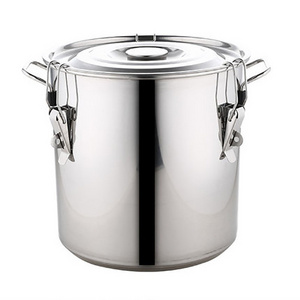 Hot sale large capacity stainless steel cookware Soup  barrel milk beer bucket with lock sealed lid