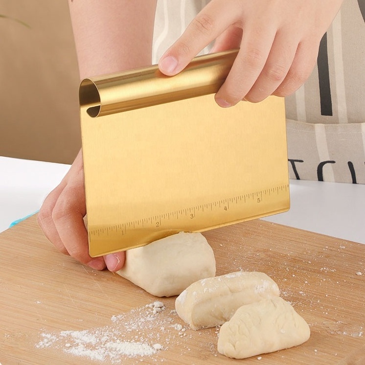 Kitchen Stainless Steel Pizza Bread Making Tools Dough Scraper multi purpose Pastry Cutter Baking Tools Bread Cake Scraper