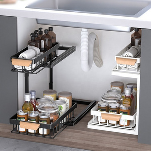 Under Bathroom Sink Storage 2 Tier Organizer Bath Collection Baskets  Kitchen Shelf Storage Rack