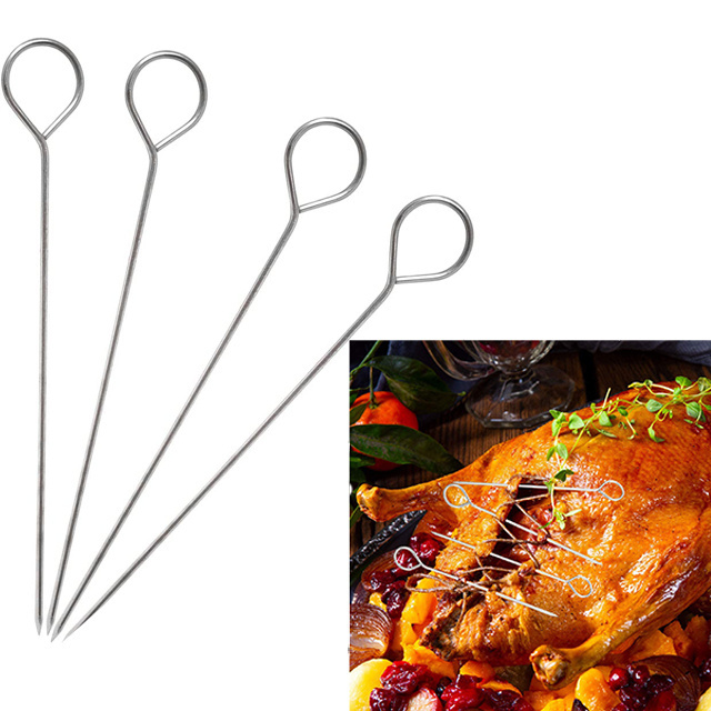 Stainless Steel Outdoor BBQ cooking meat Skewers Barbecue Fork