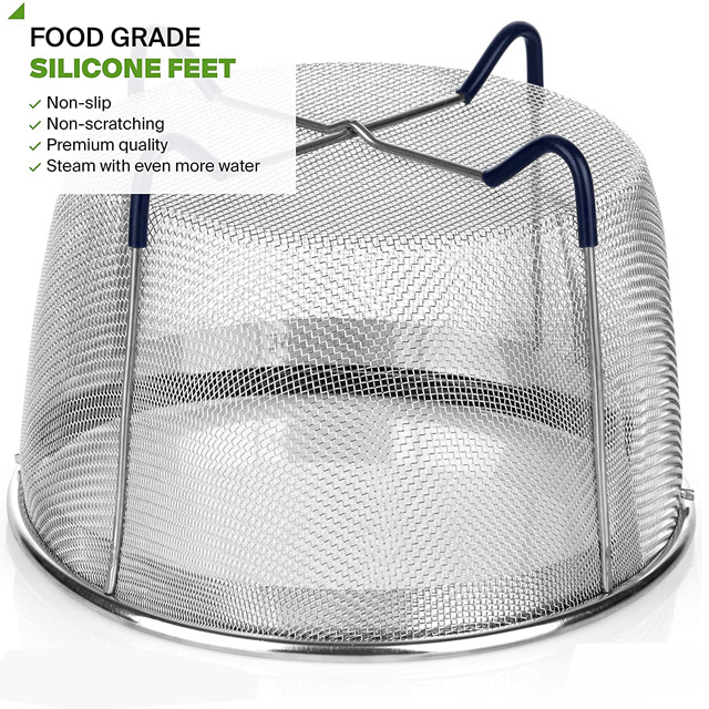 Stainless steel kitchen fruit compatible steamer basket accessories vegetable mesh strainer basket