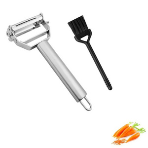 Hot Selling  Stainless Steel 2 Blades  Potato Peeler Kitchen Vegetable Cutter Slicer With Brush