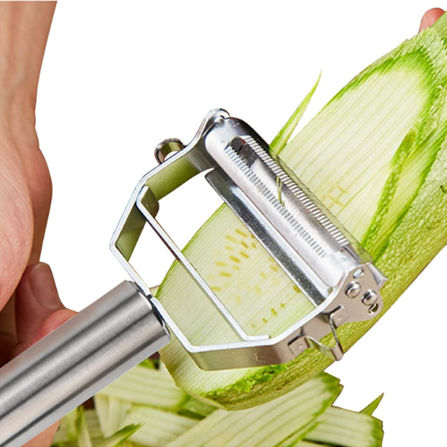 Hot Selling  Stainless Steel 2 Blades  Potato Peeler Kitchen Vegetable Cutter Slicer With Brush