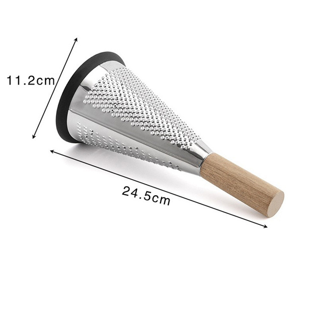 Kitchen Stainless Steel 3 Side Fruit Triple Nutmeg Zester Cheese Cutter Shredder Chocolates Box Grater With Wood Handle