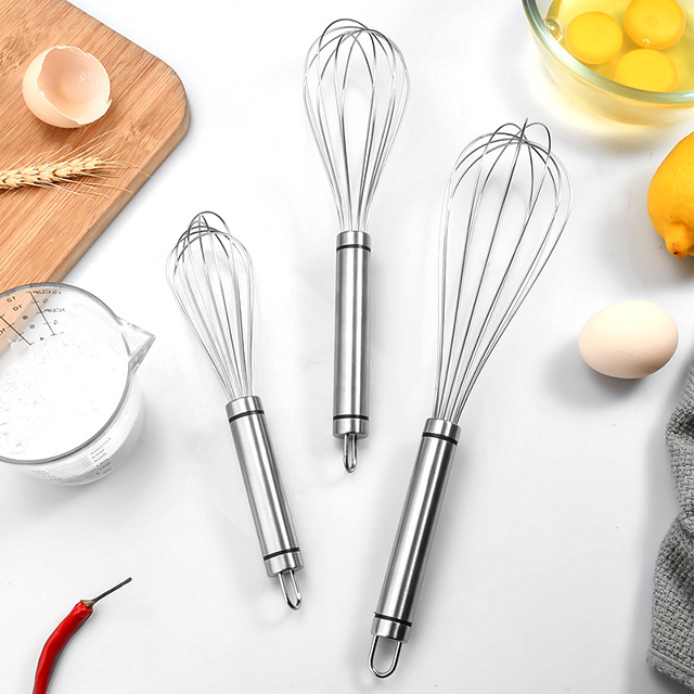 Low Price Promotional Manual Kitchen Accessories Stainless Steel Blending Whisk Wire Egg Beater For Push Cooking Baking