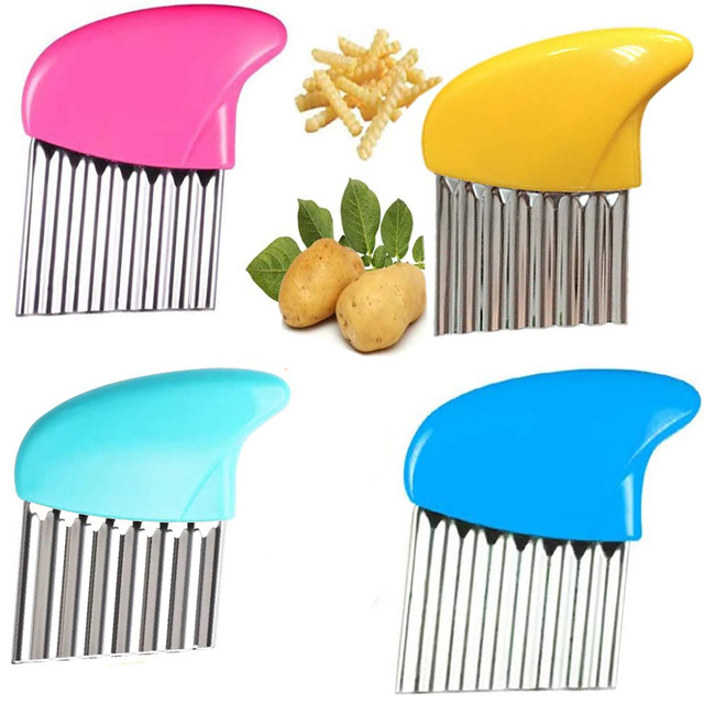 Hot Selling Stainless Steel Wavy Potato Cutter Knife Vegetable Food Slicer French Fry Crinkle Potato Cutter