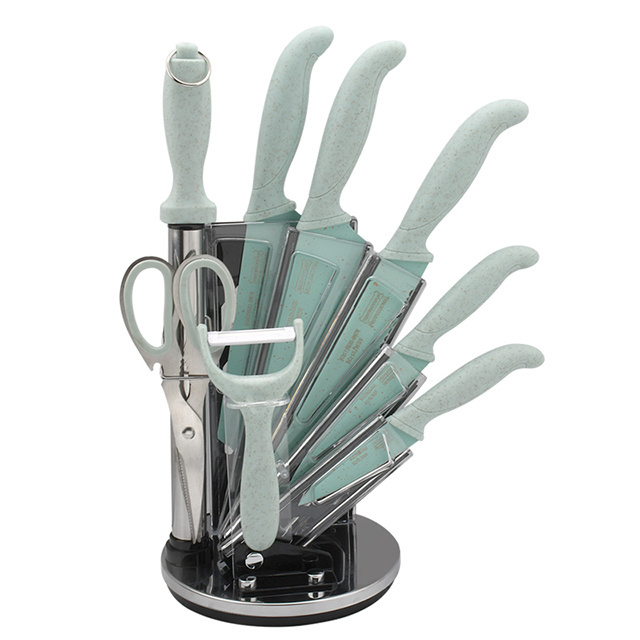 Factory Direct Sales Stainless Steel 9 Piece Family Kitchen Knife Set Cookware Sets With Knife Block