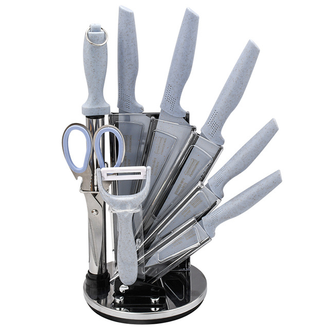 Factory Direct Sales Stainless Steel 9 Piece Family Kitchen Knife Set Cookware Sets With Knife Block