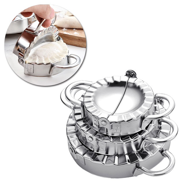 3pcs Home Kitchen 304 Stainless Steel Dumpling Maker Cookie Mold Dough Press