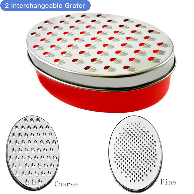 Wholesale Manual Vegetable Cutter Ginger Lemon Zester Chopper Cheese Box Oval Grater With Food Storage Container Lid