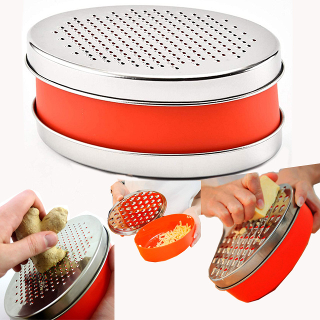 Wholesale Manual Vegetable Cutter Ginger Lemon Zester Chopper Cheese Box Oval Grater With Food Storage Container Lid