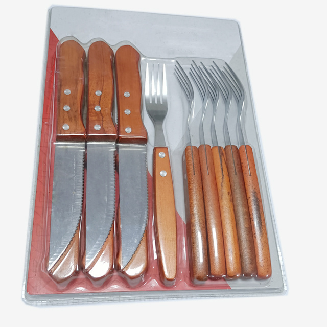 Factory Hot Sales Stainless Steel Steak Knives Set Steak Knife & Fork Set With Wood handle