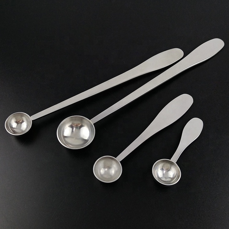 Multi Size Acceptable customized Color 2.5ML Metal Measuring Tea Spoon Silver Stainless Steel Coffee Matcha Scoop