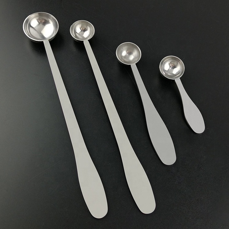 Multi Size Acceptable customized Color 2.5ML Metal Measuring Tea Spoon Silver Stainless Steel Coffee Matcha Scoop