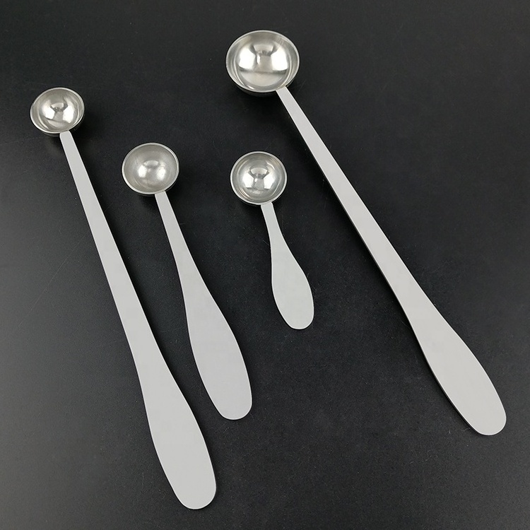 Multi Size Acceptable customized Color 2.5ML Metal Measuring Tea Spoon Silver Stainless Steel Coffee Matcha Scoop