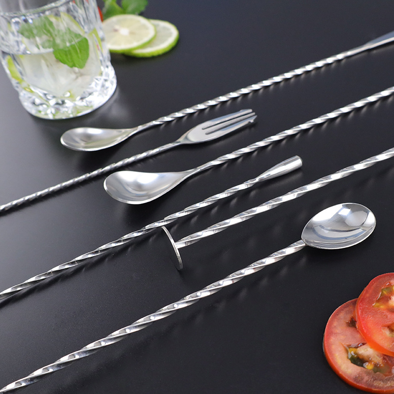 Stainless Steel Mixing Cocktail Spoon Teardrop Bar Spoon Bartender Tools with Different Shapes Mixing Stirrers spoon