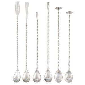 Stainless Steel Mixing Cocktail Spoon Teardrop Bar Spoon Bartender Tools with Different Shapes Mixing Stirrers spoon