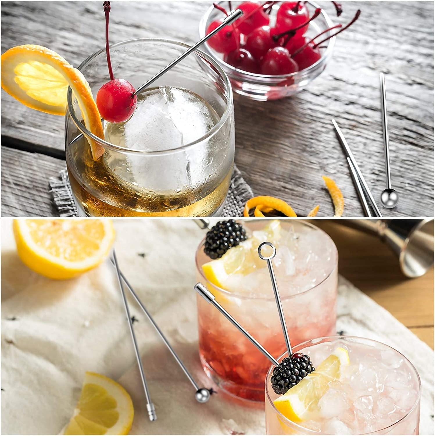 Cocktail Pick Stainless Steel Fruit Sticks Bar Tools Drink Stirring Sticks Martini Picks Party Wedding Accessory