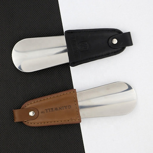 Luxury Leather Handle Custom Metal Pocket Stainless Steel Shoe Horn